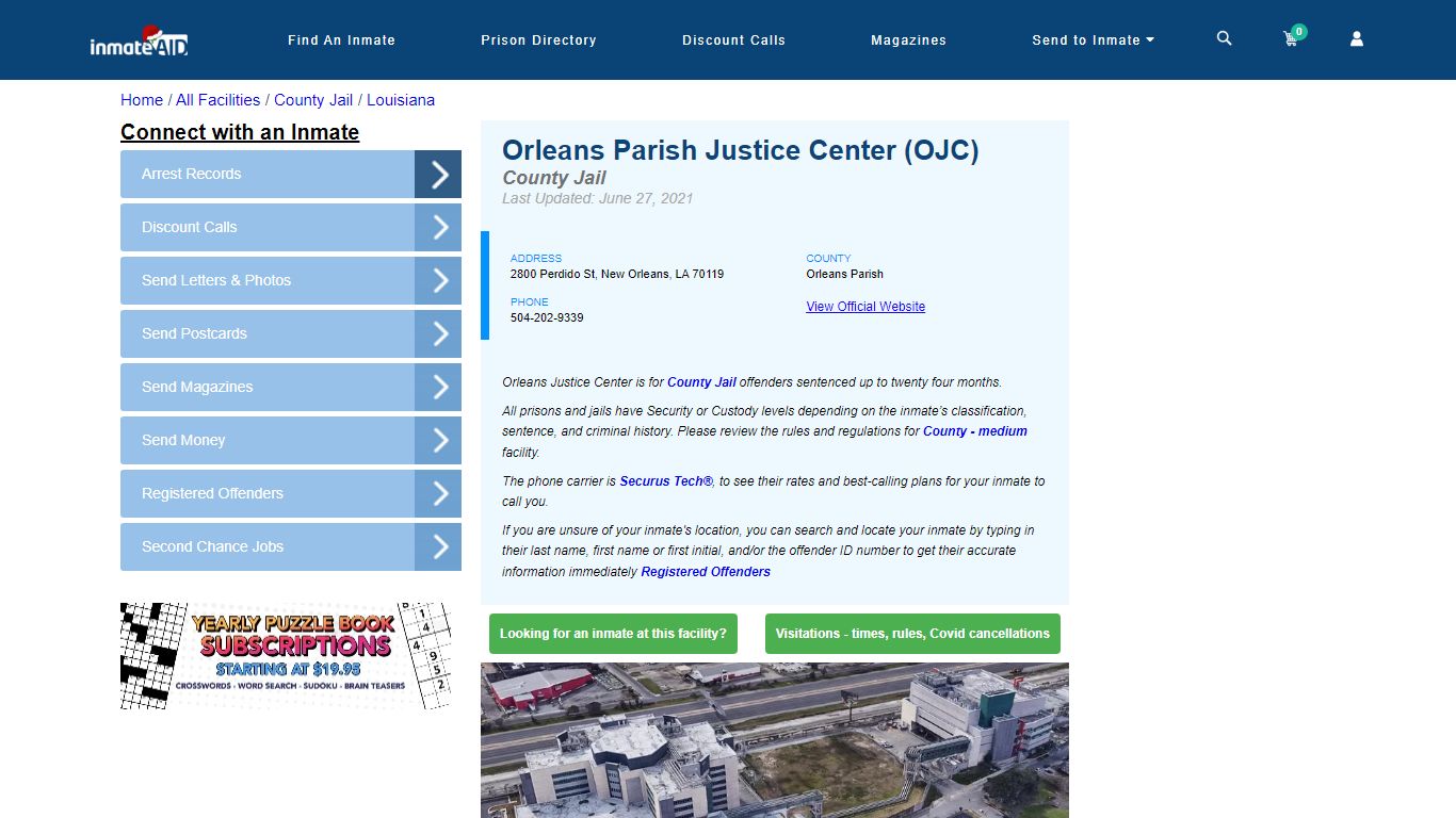 Orleans Parish Justice Center (OJC) - Inmate Locator - New Orleans, LA