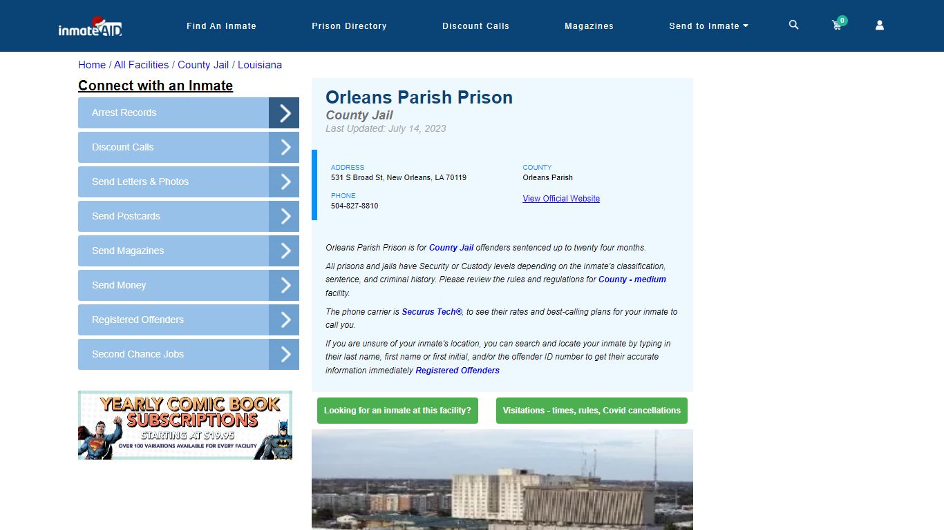 Orleans Parish Prison - Inmate Locator - New Orleans, LA